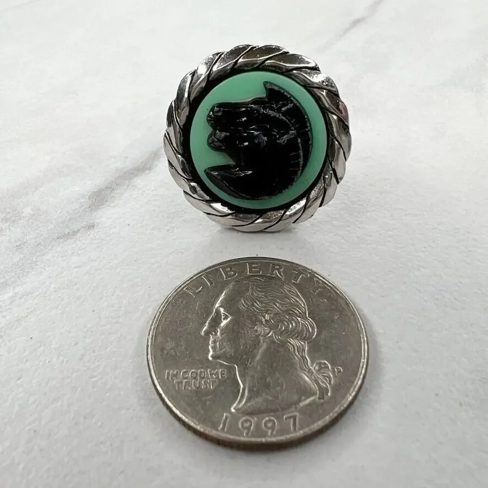 Vintage Round Double Horse Head Single Cufflink